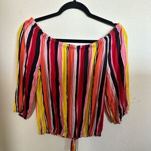Free Kisses Multicolor Striped Off-Shoulder Blouse
